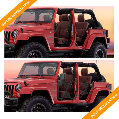 Rugged Tube Doors for Jeep Wrangler JK/JKU 4-Door Models: Safari-Ready Half Doors with Rearview Mirror for Off-Road Adventures