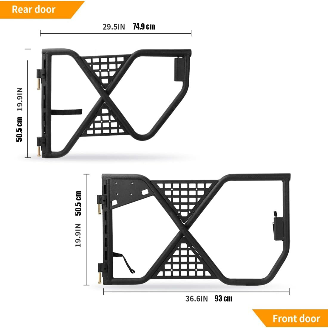 Rugged Tube Doors for Jeep Wrangler JK/JKU 4-Door Models: Safari-Ready Half Doors with Rearview Mirror for Off-Road Adventures