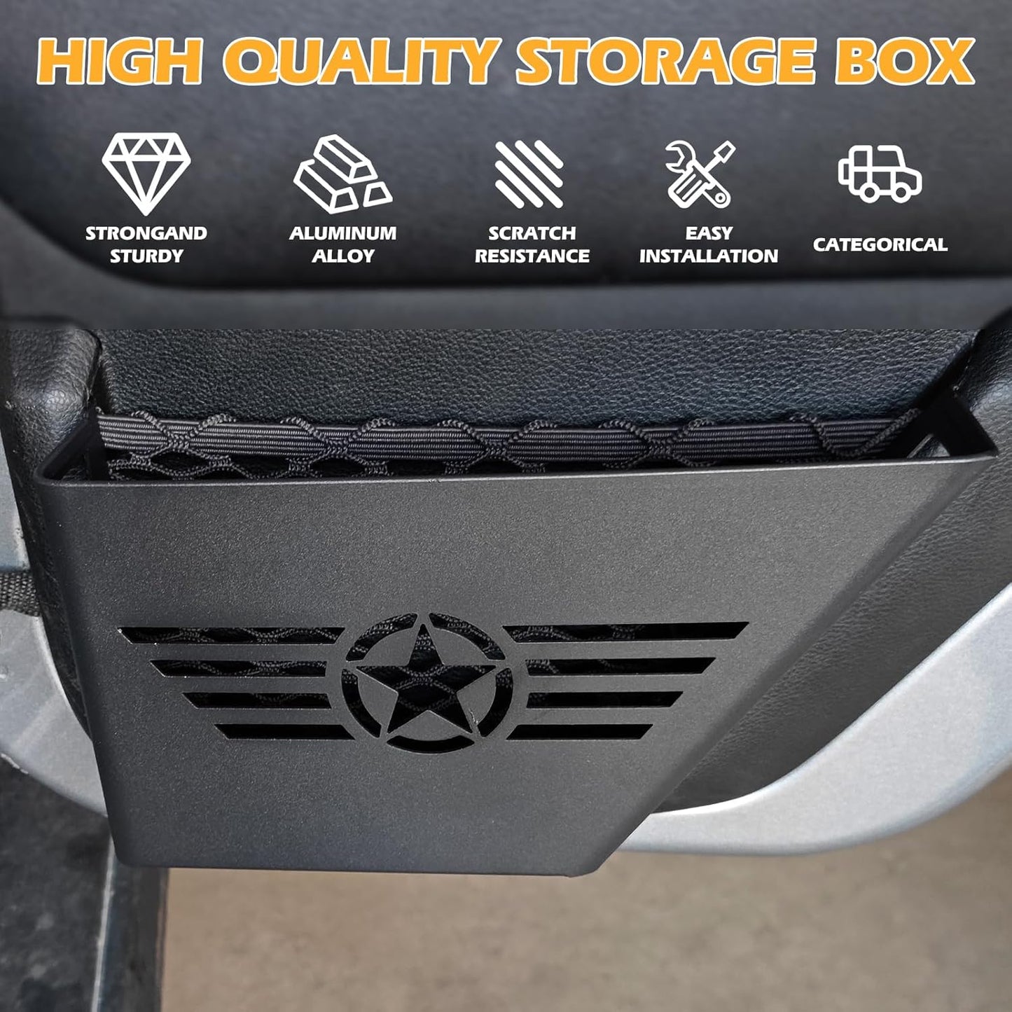 [$0.1]Jeep Wrangler JK Rear Door Organizer (2007-2018) - 2PC Five Star Logo