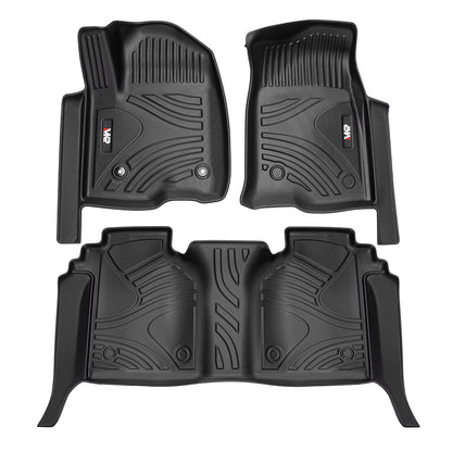 MKR Floor Mats for Chevy Silverado & GMC Sierra 1500 (2019-2020), SLV/SRA 2500/3500 HD Crew Cab (2020-2025)
