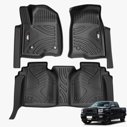MKR Floor Mats for Chevy Silverado & GMC Sierra 1500 (2019-2020), SLV/SRA 2500/3500 HD Crew Cab (2020-2025)