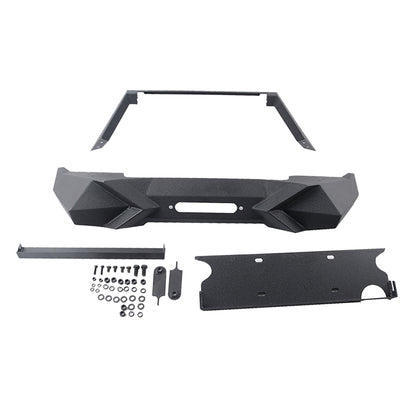 Heavy-Duty Front Bumper with Winch Plate for Wrangler JK (2007-2018)JL - Robust Black Textured Manganese Steel Construction, Ideal for On and Off-Road Adventures