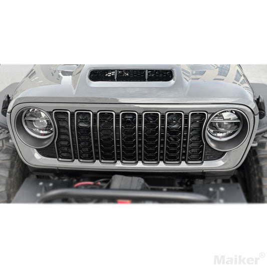 New Grille For Jeep Wrangler JL 2024 Car Mesh Accessories Offroad Parts With Camera Location