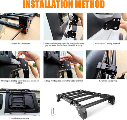 2018-2025 Jeep Wrangler JL JLU 2/4 Door Rear Window Ladder, 200LBS Heavy Duty Aluminum Alloy Roof Access Flank Ladder Rack, Multifunctional No-Drill Luggage Ladder Kit for Off-Road Exterior Upgrade