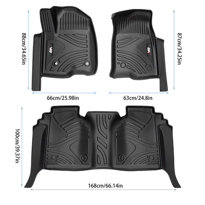 MKR Floor Mats for Chevy Silverado & GMC Sierra 1500 (2019-2020), SLV/SRA 2500/3500 HD Crew Cab (2020-2025)