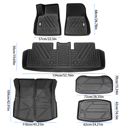 MKR Car Floor Mats For 2023-2025 Tesla Model 3 (Set of 6)