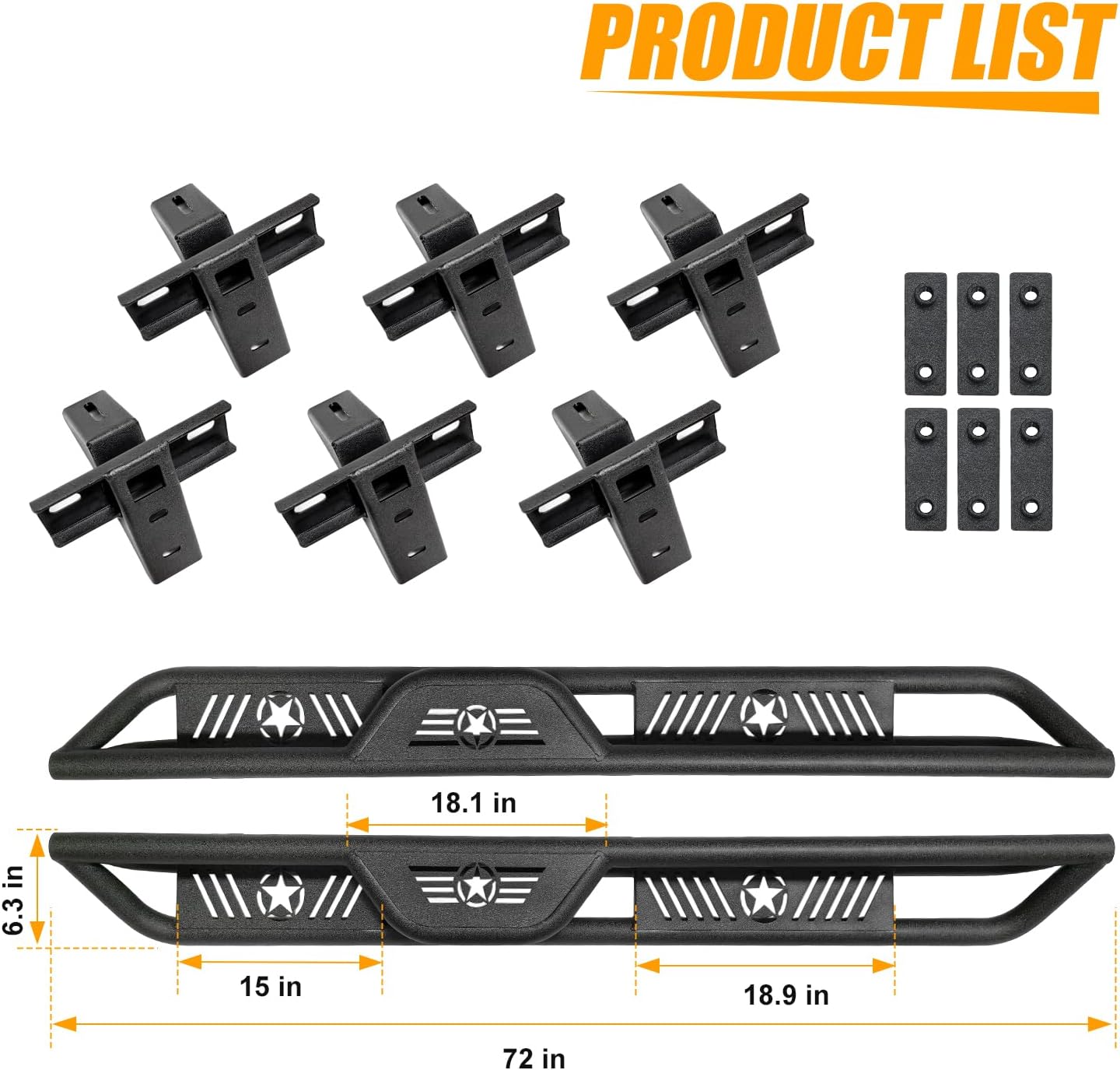 2-Stairs Stepped Running Boards Compatible with Jeep Wrangler JKU 2007-2018 4 Doors