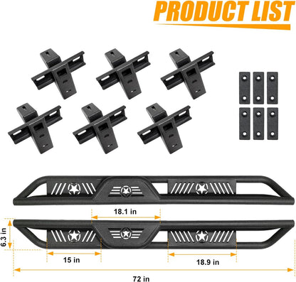 2-Stairs Stepped Running Boards Compatible with Jeep Wrangler JKU 2007-2018 4 Doors