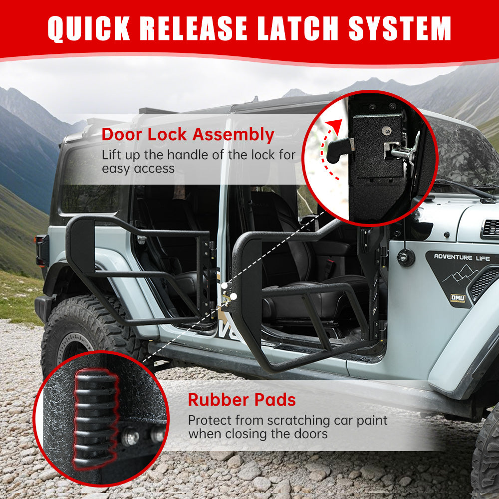 Jeep Tube Doors for Wrangler JL & Gladiator JT (2018-2024) - 4-Pc Set w/Mirrors