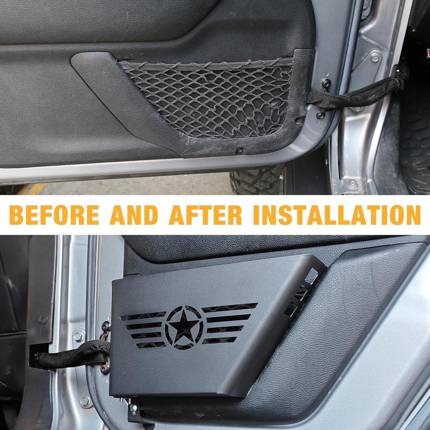 [$0.1]Jeep Wrangler JK Rear Door Organizer (2007-2018) - 2PC Five Star Logo