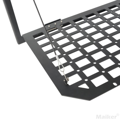 Tailgate Table Rear Foldable Cargo Shelf Aluminum Alloy Storage Shelf MOLLE Panel for Jeep Wrangler JK JKU JL JLUexcluding vehicles with speakers in the tailgate, like the 2-door Jeep Rubicon)