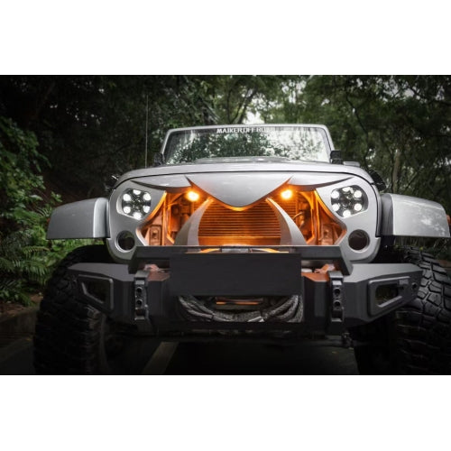 Front Cobra Grille Grid Grill Compatible With Jeep Wrangler Rubicon Sahara Sport JK 2007-2017, Matte Black