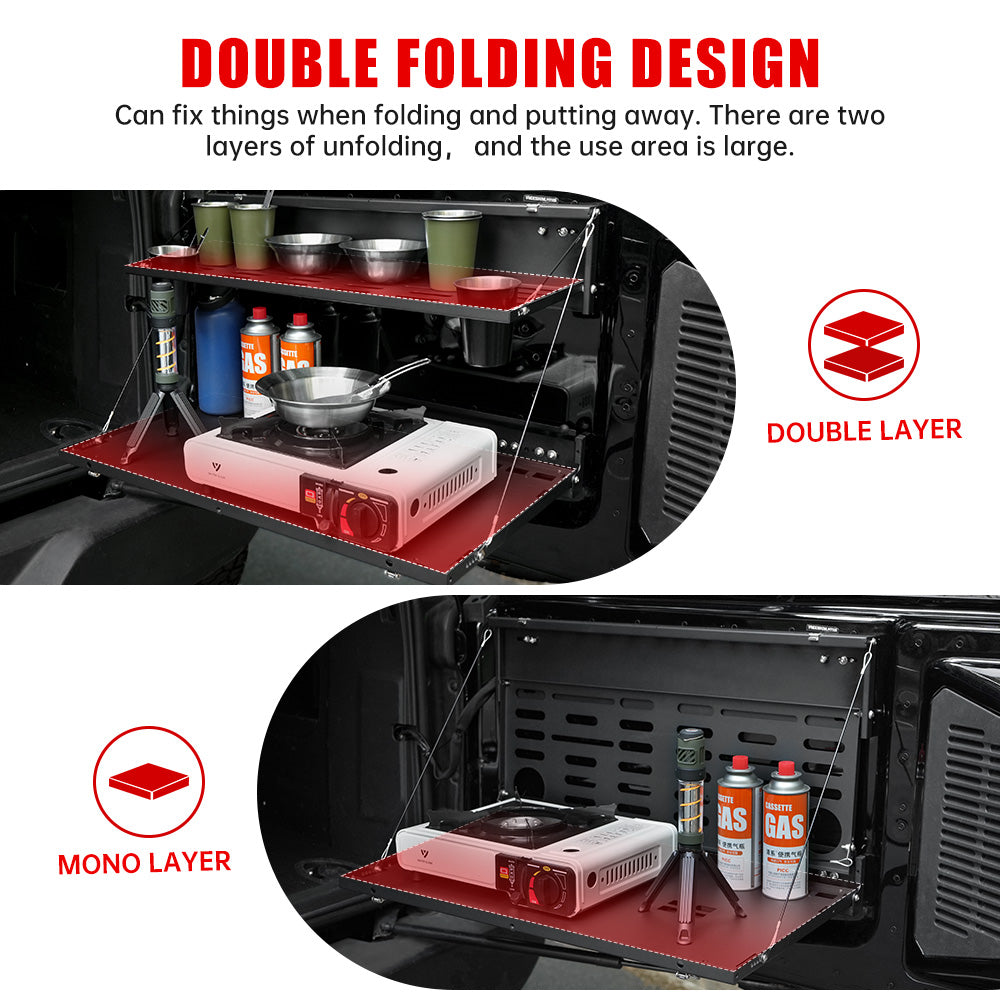 Tailgate Table & MOLLE Panel For Ford Bronco(2021-2024) - 2-Tier Camping Rack
