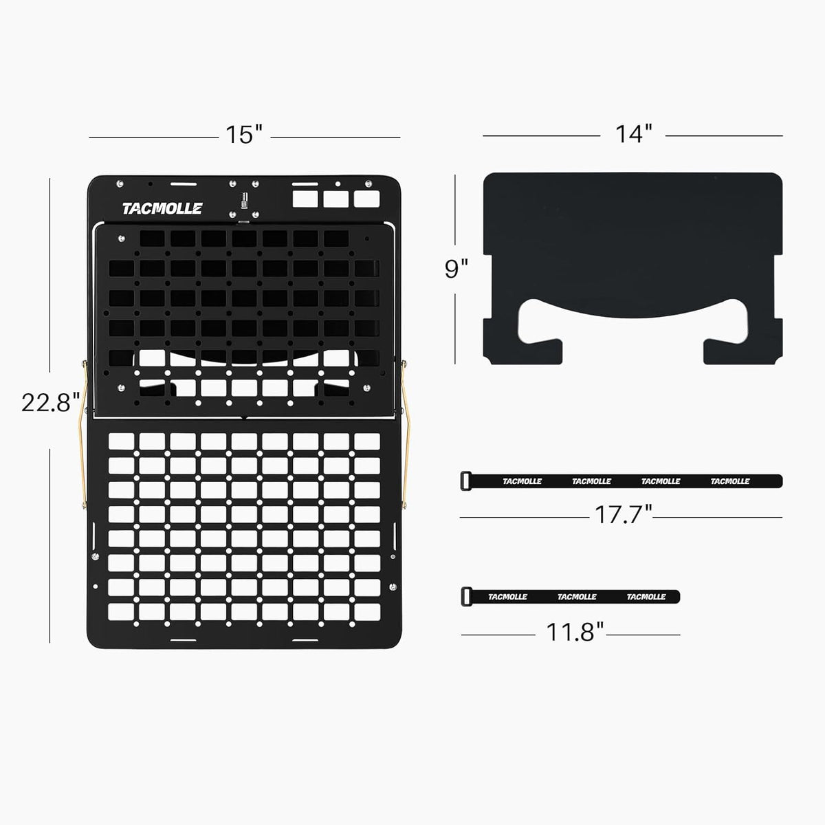 Tactical Car Back Seat Organizer with Foldable Tray, Rigid MOLLE Panel Storage System for Vehicles, Heavy-Duty Modular Organizer for Efficient Storage