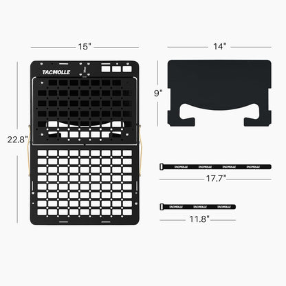 Tactical Car Back Seat Organizer with Foldable Tray, Rigid MOLLE Panel Storage System for Vehicles, Heavy-Duty Modular Organizer for Efficient Storage