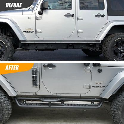 2-Stairs Stepped Running Boards Compatible with Jeep Wrangler JKU 2007-2018 4 Doors