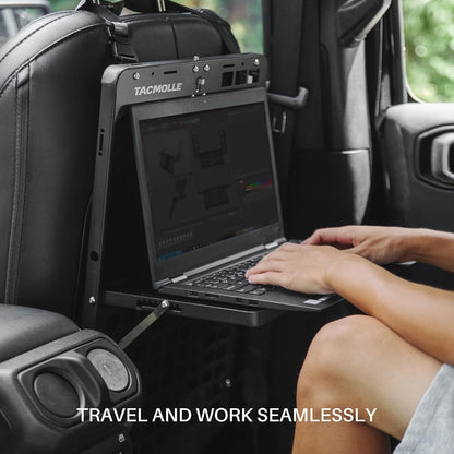Tactical Car Back Seat Organizer with Foldable Tray, Rigid MOLLE Panel Storage System for Vehicles, Heavy-Duty Modular Organizer for Efficient Storage