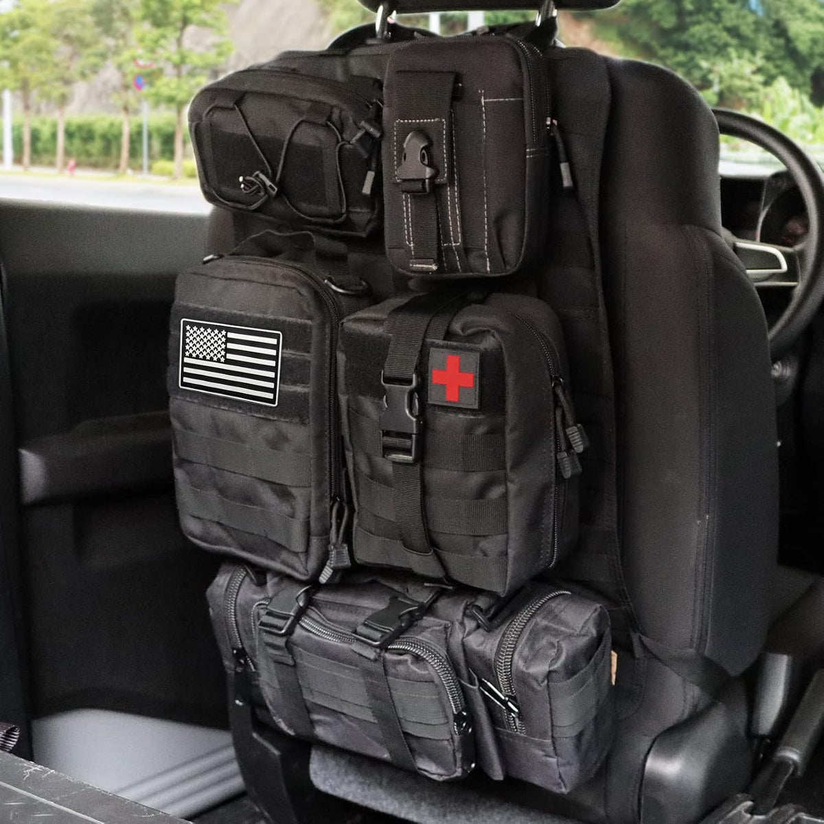 Tactical Car Seat Back Organizer With 5 Pouch