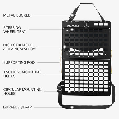 Tactical Car Back Seat Organizer with Foldable Tray, Rigid MOLLE Panel Storage System for Vehicles, Heavy-Duty Modular Organizer for Efficient Storage