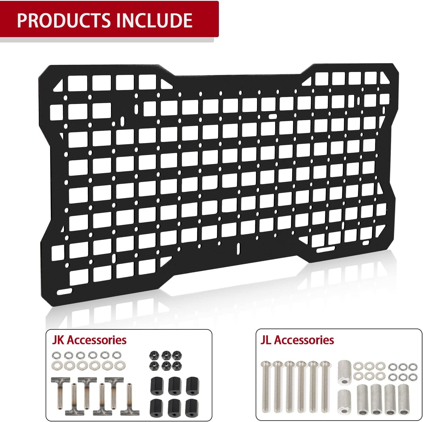 JK&JL Tailgate Tactical Panel for Wrangler Tailgate Tool Kit/JL Organizer Racks Compatible with Jeep Wrangler 2007-2022 JK JKU & 2018-2022 JL JLU (1 PCS,Aluminum Alloy)