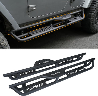 2-Stairs Stepped Running Boards Compatible with Jeep Wrangler JKU 2007-2018 4 Doors