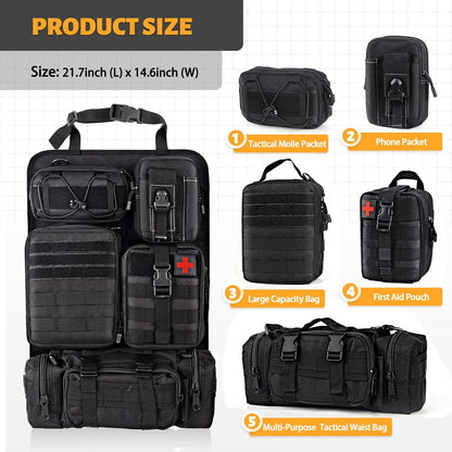 Tactical Car Seat Back Organizer With 5 Pouch