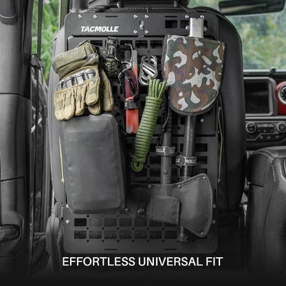 Tactical Car Back Seat Organizer with Foldable Tray, Rigid MOLLE Panel Storage System for Vehicles, Heavy-Duty Modular Organizer for Efficient Storage