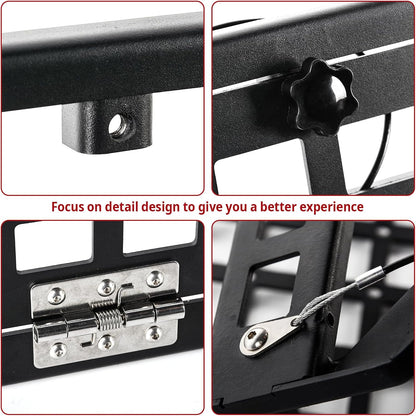 Tailgate Table Rear Foldable Cargo Shelf Aluminum Alloy Storage Shelf MOLLE Panel for Jeep Wrangler JK JKU JL JLUexcluding vehicles with speakers in the tailgate, like the 2-door Jeep Rubicon)