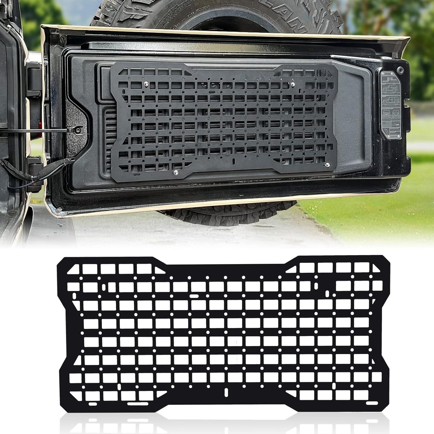 JK&JL Tailgate Tactical Panel for Wrangler Tailgate Tool Kit/JL Organizer Racks Compatible with Jeep Wrangler 2007-2022 JK JKU & 2018-2022 JL JLU (1 PCS,Aluminum Alloy)