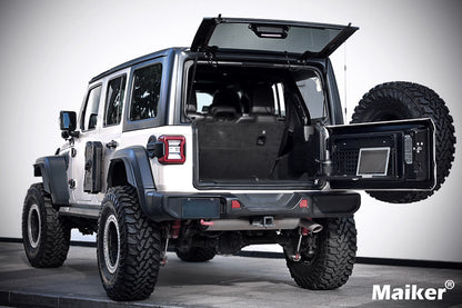 2-Tier Tailgate Table Rear Foldable Storage Cargo Rack Outdoor Camping Desk for 2007-2022 Jeep Wrangler JK&JL 4 Door (Not Fit JK Models with Stock Subwoofer)