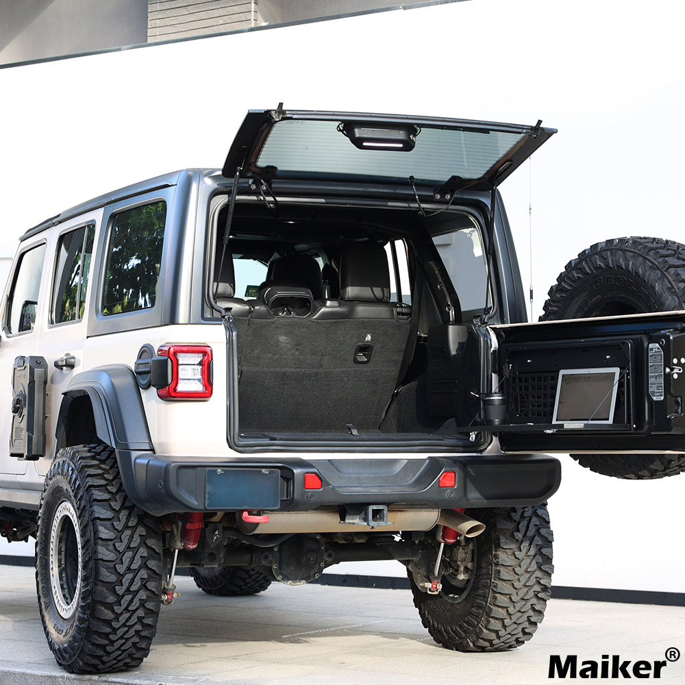 2-Tier Tailgate Table Rear Foldable Storage Cargo Rack Outdoor Camping Desk for 2007-2022 Jeep Wrangler JK&JL 4 Door (Not Fit JK Models with Stock Subwoofer)