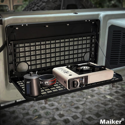 Tailgate Table Rear Foldable Cargo Shelf Aluminum Alloy Storage Shelf MOLLE Panel for Ford Bronco 2021-2024