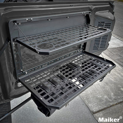 Tailgate Table Rear Foldable Cargo Shelf Aluminum Alloy Storage Shelf MOLLE Panel for Ford Bronco 2021-2024