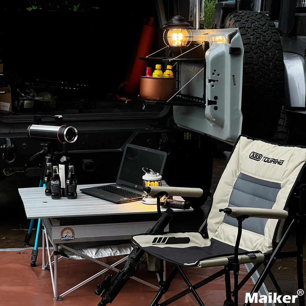 2-Tier Tailgate Table Rear Foldable Storage Cargo Rack Outdoor Camping Desk for 2007-2022 Jeep Wrangler JK&JL 4 Door (Not Fit JK Models with Stock Subwoofer)