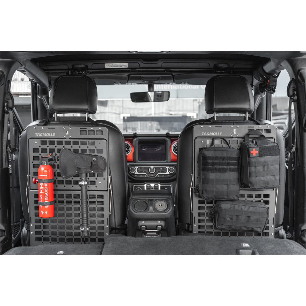 Tactical Car Back Seat Organizer with Foldable Tray, Rigid MOLLE Panel Storage System for Vehicles, Heavy-Duty Modular Organizer for Efficient Storage