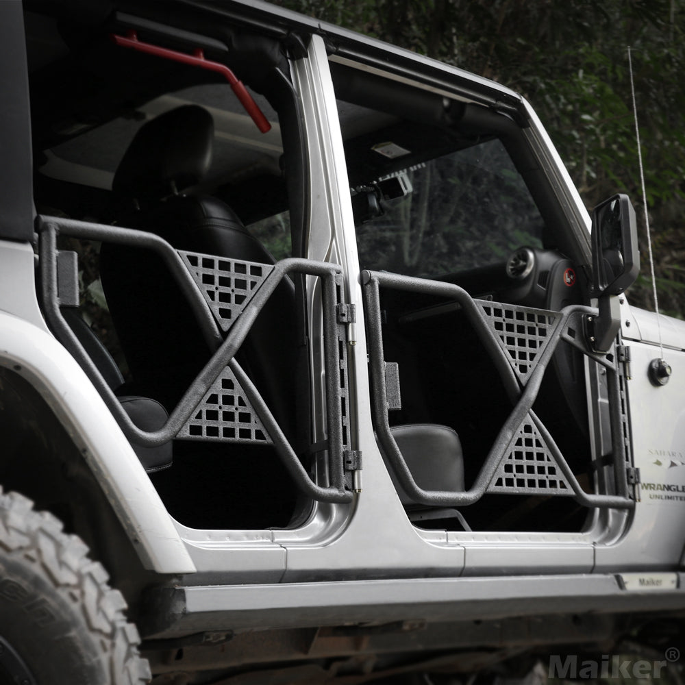 Rugged Tube Doors for Jeep Wrangler JK/JKU 4-Door Models: Safari-Ready Half Doors with Rearview Mirror for Off-Road Adventures