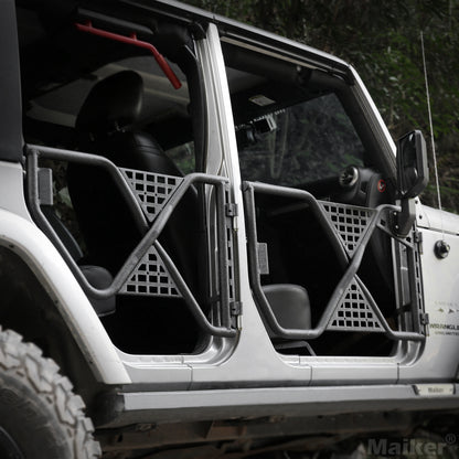 Rugged Tube Doors for Jeep Wrangler JK/JKU 4-Door Models: Safari-Ready Half Doors with Rearview Mirror for Off-Road Adventures