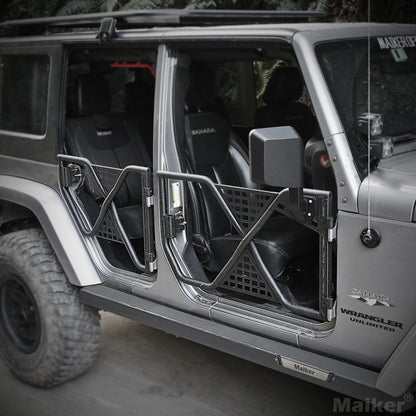 Rugged Tube Doors for Jeep Wrangler JK/JKU 4-Door Models: Safari-Ready Half Doors with Rearview Mirror for Off-Road Adventures