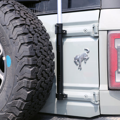Antenna Mount & Tailgate Hinge Mount Single Flag Compatible with Ford Bronco 2021 2022, Aluminum, No Drilling(Black)