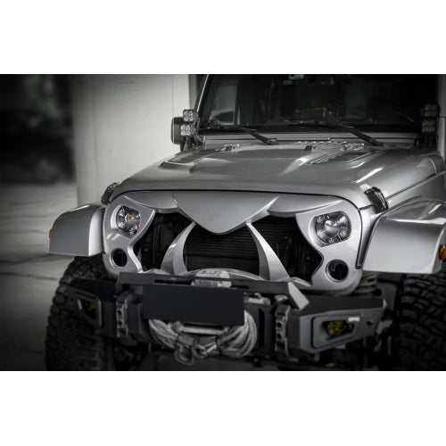 Front Cobra Grille Grid Grill Compatible With Jeep Wrangler Rubicon Sahara Sport JK 2007-2017, Matte Black