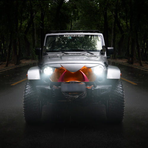 Front Cobra Grille Grid Grill Compatible With Jeep Wrangler Rubicon Sahara Sport JK 2007-2017, Matte Black